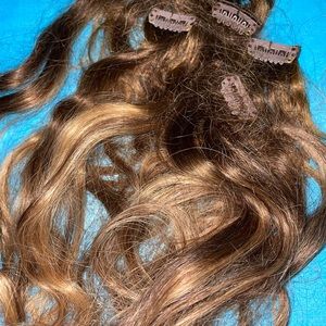 Brown with blonde clip in- hair extensions